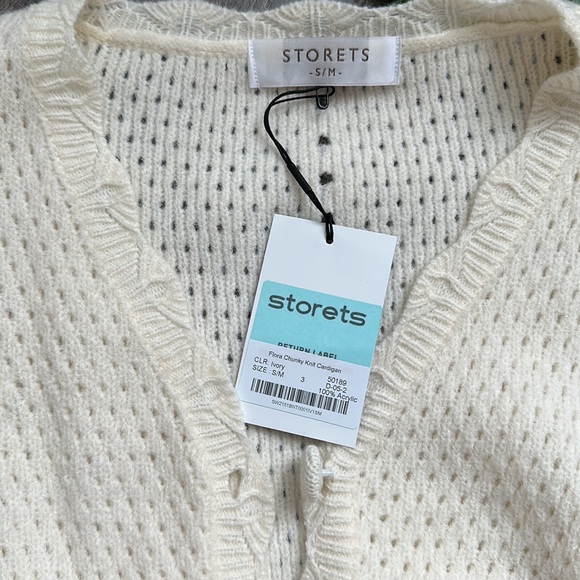 Storets Flora Chunky Knit Cardigan Ivory button front - Picture 8 of 12